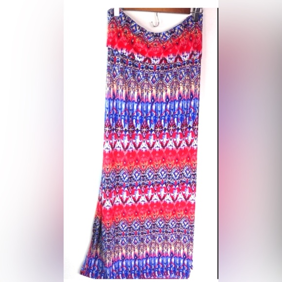 eye candy Dresses & Skirts - Eye Candy 3X Boho Tribal Print Blue Red Pull On Stretch Maxi Skirt Plus